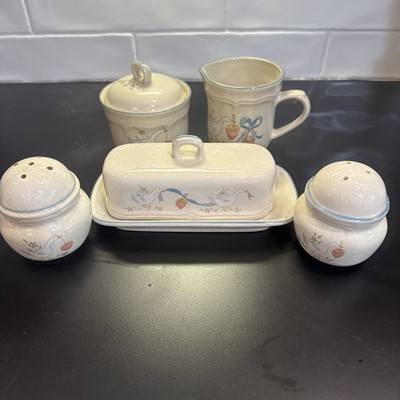 VTG International Stoneware Marmalade Set Goose Butter Dish S&P Cream & Sugar