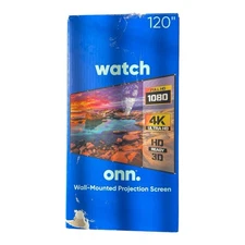 ONN 120" Indoor Outdoor PROJECTOR SCREEN Cloth Projection 16:9 Movie Open Box