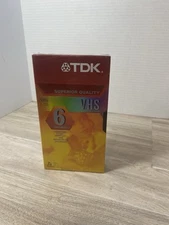 TDK VHS Tape T-120 Sealed New 6 Hour Blank Video Cassette VCR Recording Vintage