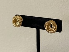 Gold Tone Twisted Love Knot Stud Earrings - Clip On NWOT