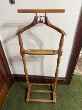 Vintage MCM Cherry Wood Butler Valet Stand, Jacket/Ties Hanger. Solid Wood.
