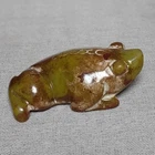 2.9"Chinese Old Jade Carved Hongshan culture Jade Frog Jinchan Statue Collection