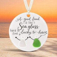 Friendship Gift Sea Glass Art 3 x 3 inches,