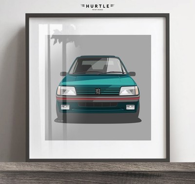 Peugeot 205 GTi art Print, Classic Car Gift idea, Add Reg & Colour