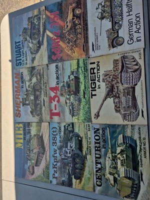 Squadron/Signal In Action Armor(Tanks) Books Lot of 9, T-34. Tiger I, MII3+6