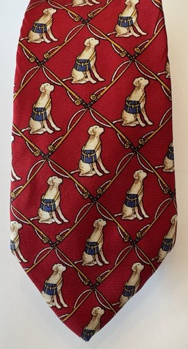 BROOKS BROTHERS MAKER Krawatte komplett Seide hergestellt in den USA rot Jungen golden Lab & Messenger Bag - Bild 3 von 6