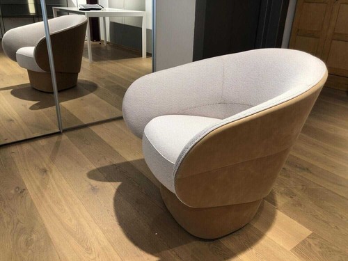 COR Drehsessel Roc Stoff Beige Leder 490 Camel - Bild 3 von 6
