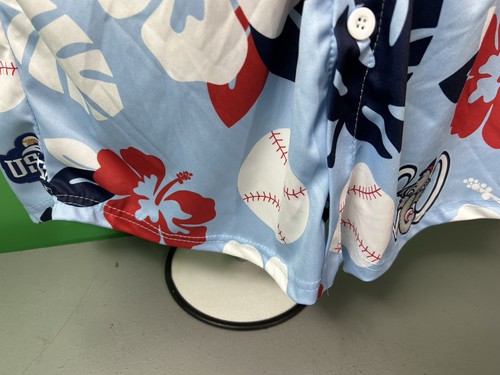 WESTSIDE WOOLLY MAMMOTHS Baseball Hawaiin Shirt XL USPBL Utica Michigan - Picture 6 of 11