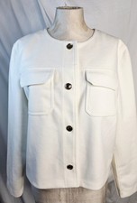Rachel Zoe Cropped Blazer Size L Ivory Preppy Chic,gold Snaps