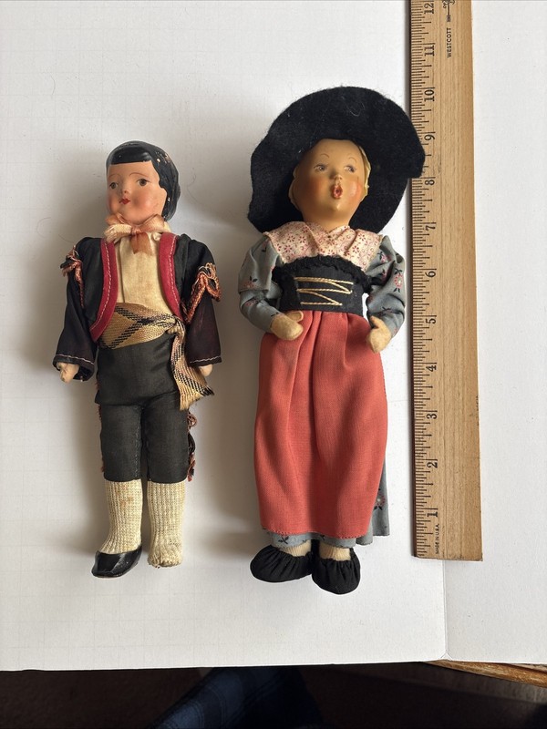 2 Folk Dolls One Has Baitz Marking