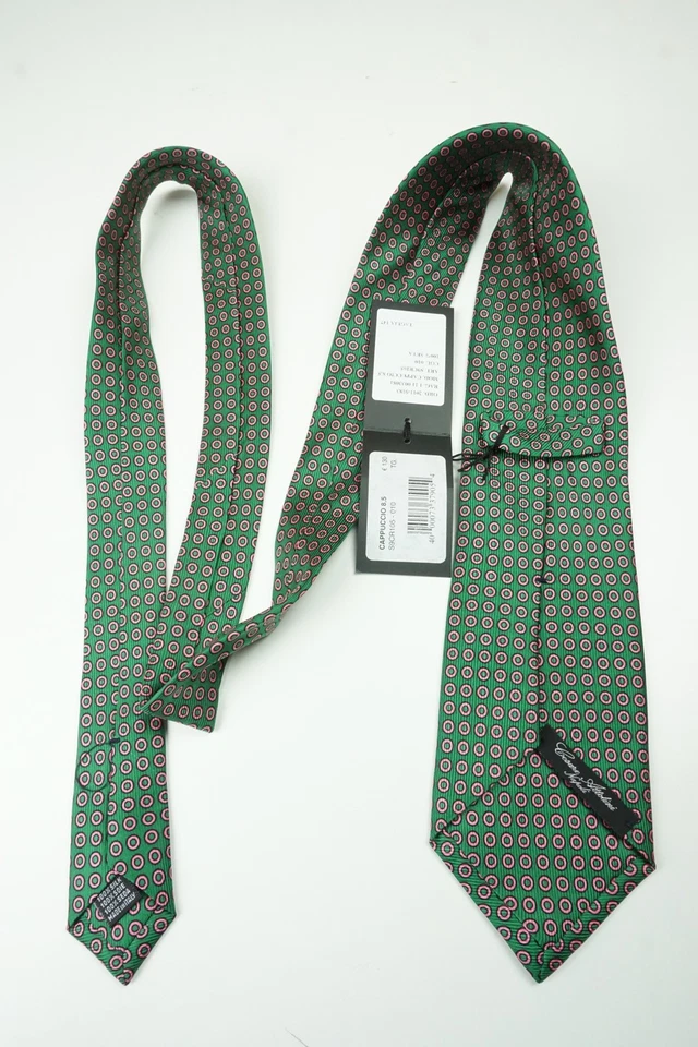 Cesare Attolini изумруд жевательная резинка розовый круглый 100% шелк галстук совершенно новый - Изображение 4 из 4