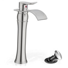 Tall Bathroom Faucet Brushed Nickel, Brass Vessel Sink Brushed Nickel - Classic