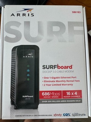 ARRIS SB6183 686 Mbps Cable Modem, White - 59243200300