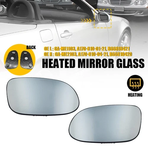 Mirror Glass Replacement Heated w/Backing Side LH+RH for Mercedes-Benz CLK55