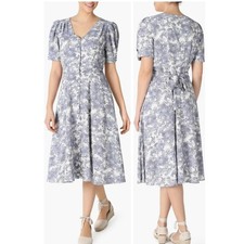 Julia Jordan Floral Print Button Front Puff Sleeve Dress 16