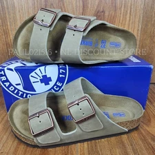 BIRKENSTOCK Women's Men's Arizona BS Suede Leather Soft Footbed Sandals~ Tabacco