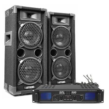 MAX Dual 6" Passive DJ Speakers Pair with SPL500 Amplifier - 1200W Power