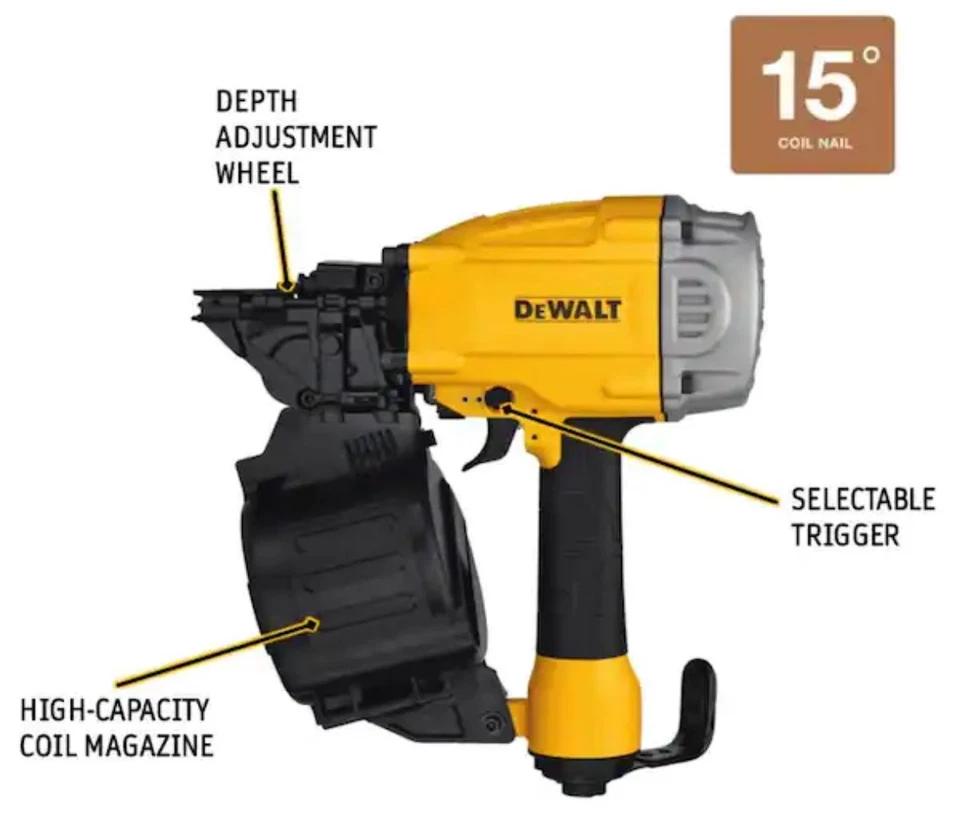 Clavadora neumática para marcos de bobinas de 15° DEWALT Foto 2 de 4