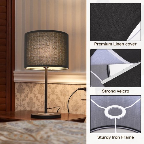 Small Lamp Shade, Black Drum Lampshade 8.7''Top X 8.7'' Bottom X 7.9'' High, ... - Picture 5 of 6