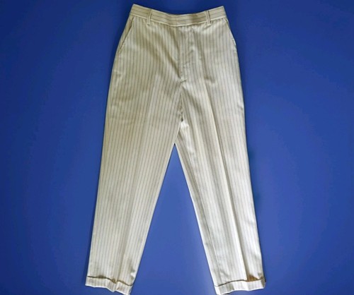 Vintage Polo Ralph Lauren Damen hoch geschnittene Hose buttergelb Nadelstreifen 25" Taille