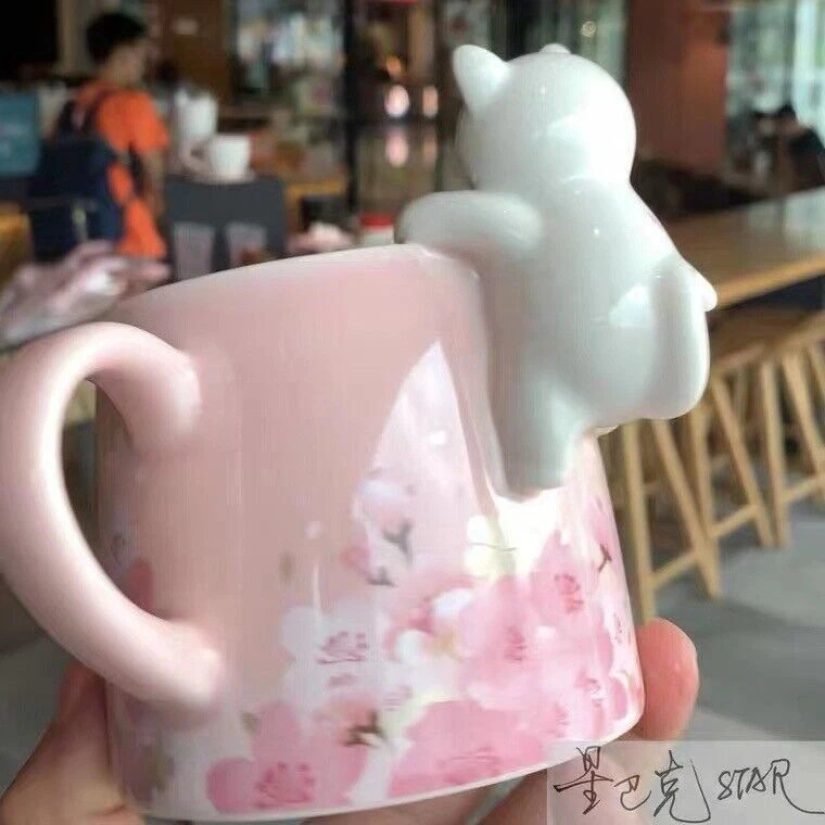NEW Starbucks Pink Sakura Cat 13oz Ceramic Mug Limited Edition Collectible Gift - Image 4 of 4