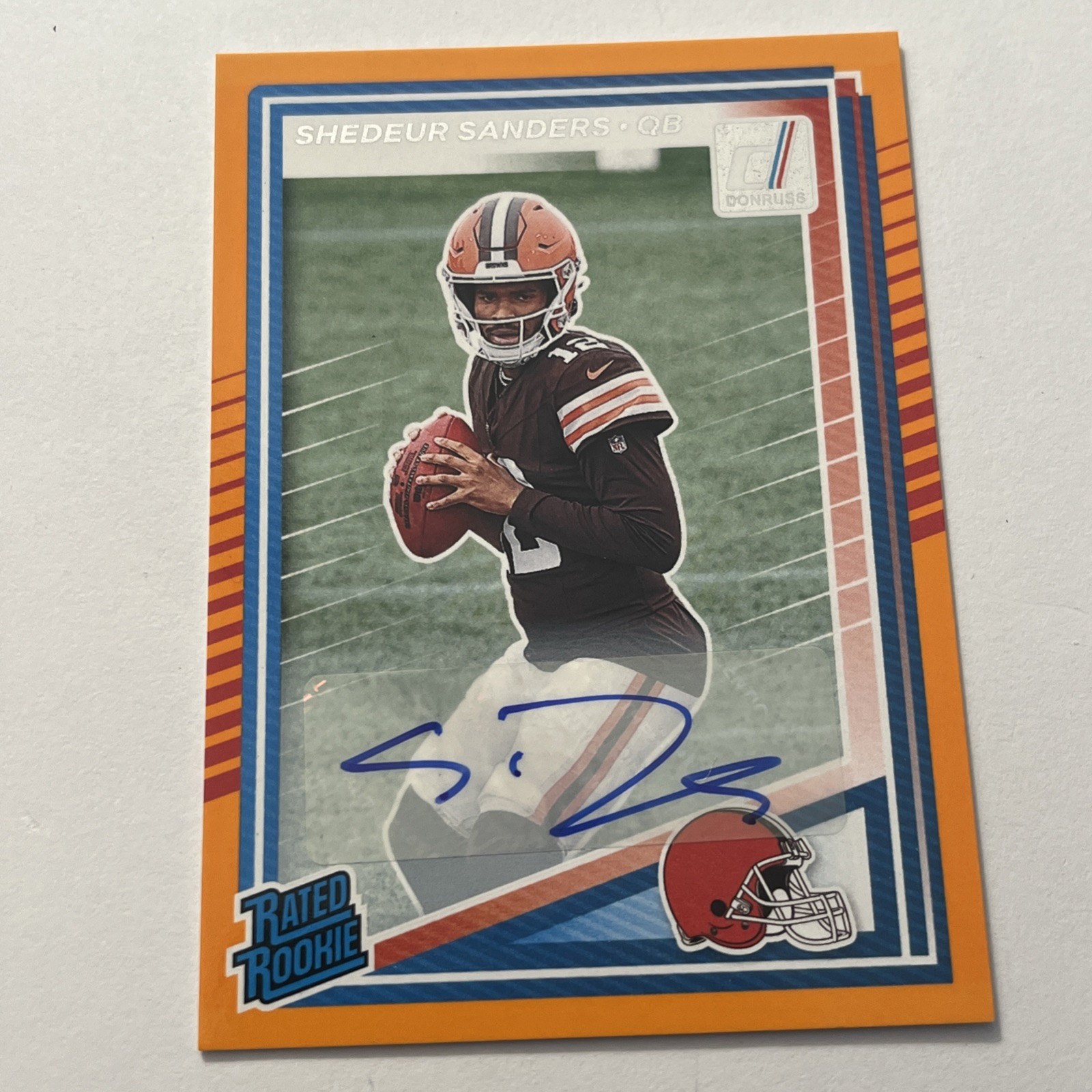 2025 Donruss Shedeur Sanders RC AUTO ORANGE Color Match Browns Rated Rookie #306