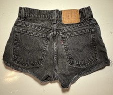 Vintage 90s Levis 505 Black Chopped Women s Booty Shorts Size 27 Waist 2 Insm