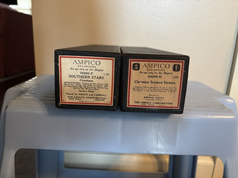 Ampico Reproducing Word/Piano Rolls - Lot of 2 - 54396-H & 70293-F