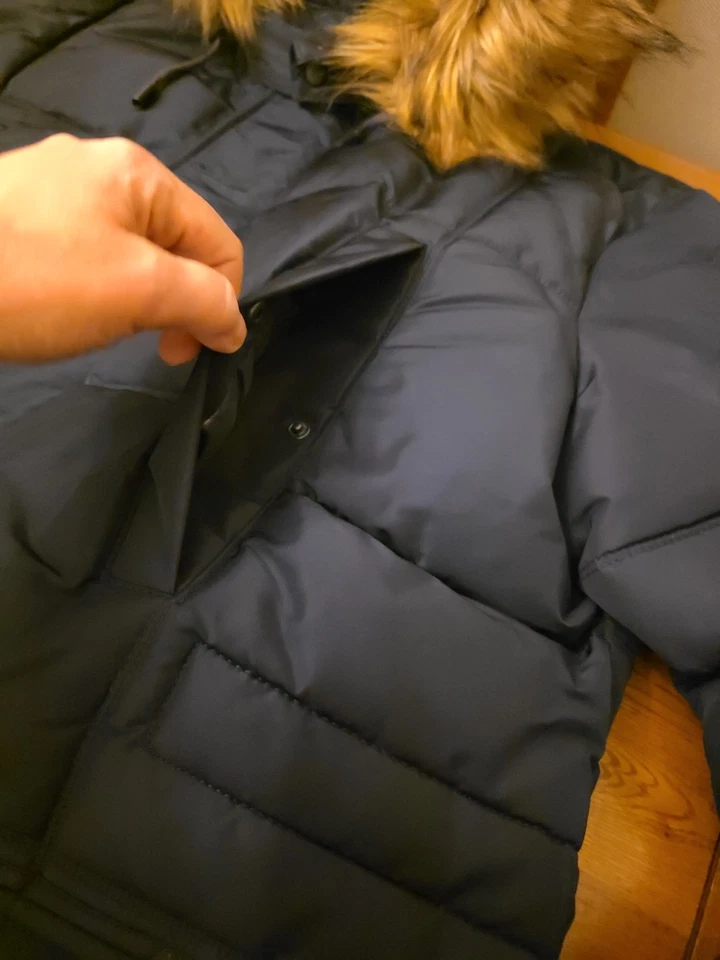 Zara Men's Warm Winter Coat. Navy. XXL. Fur Lined Detachable Hood. Ex Condition - Image 4 of 4