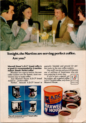 Maxwell House Vintage Magazine Ad 1977 Coffee Makers Full Color Retro Food