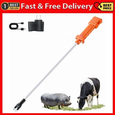 Cattle Prod, Waterproof Electric Livestock Prod with 2 LED Lights, Rechargeab...