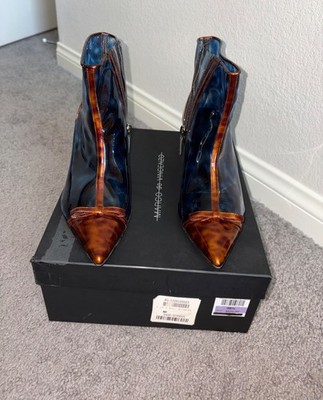 MARCO de VINCENZO Blue PVC Patent Leather Tortoise  Ankle Boot Size 8 1/2 $870