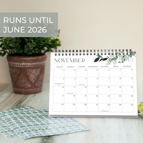 Aesthetic Desk Calendar 2025 - Runs until June 2026 - Modern Greenery - Picture 3 of 7