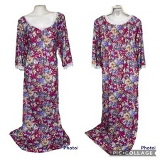 Vintage Miss Elaine Long Floral Nightgown Medium Stretch Cottonessa RARE Print