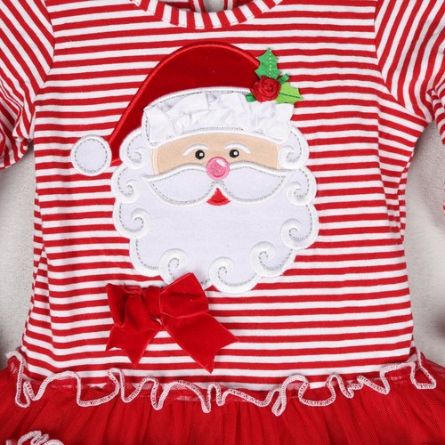 Rare Editions Christmas Dress Girl 18 months Red White Striped Santa Tutu Skirt - Picture 2 of 8