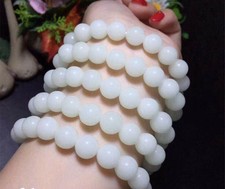 8-12mm "Glow In The Dark" Luminous Stone Rounds Beads Stretch Bracelet 7.5"