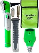 NEW FIBER Otoscope Ophthalmoscope Examination LED Diagnostic ENT SET Kit-Green