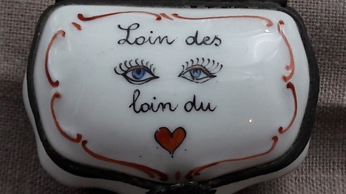 ANCIEN PILULIER EN PORCELAINE LOIN DES YEUX LOIN DU COEUR LC FERMOIR ORIGINAL - Bild 7 von 20