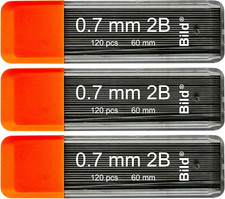 0.7Mm 2B Pencil Lead Refills for Mechanical Pencils, 360 Leads in Total, 3 Tubes