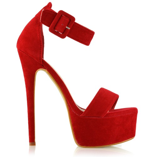 Para mujer Correa al tobillo Punta Abierta Damas Stiletto Tacón Alto Plataforma Zapatos de Fiesta Talla - Imagen 49 de 67