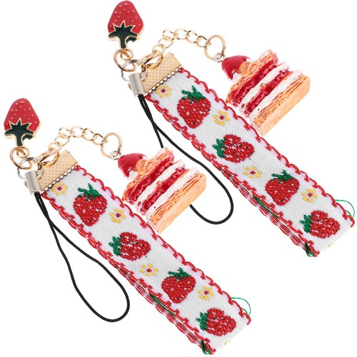 2 Pcs Erdbeerglockenschlüsselkette Mädchen Mobilfunkkofferdekoration