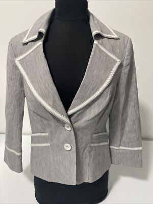 Bebe Collections Women's Grey Lined 3/4 Sleeve Two Button