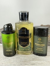 NEW 3 pc Bath Body Works Men's WOODLANDS shower gel-spray-deodorant set