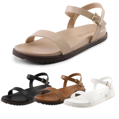 Women Arch Support Summer Flat Sandals Ankle Strap Open Toe Casual