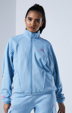 New Small S Womens Reebok X Wonder Woman Blue Washed Denim Track Jacket Gp3972