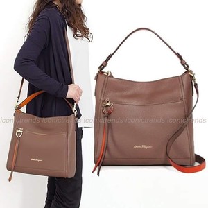 NWT ðº Salvatore Ferragamo Ally Hobo Crossbody Leather Bag New Moka Brown Punch 8058571303923 | eBay
