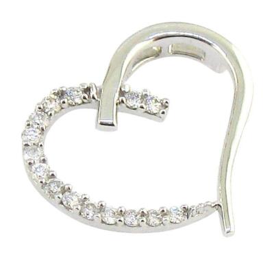 Heart Pendant Necklace Natural Diamond VS1 E 0.20 Carat 14K White Yellow Gold