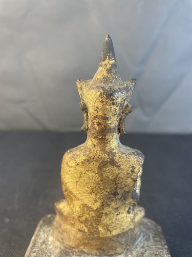 Alte Buddha Figur Metall Holz Vergoldet 20. Jahrhundert Vermutlich Thailand - Bild 12 von 17
