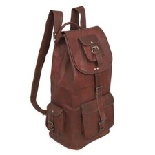 Goat Leather Large Men's Vintage Backpack Travel Rucksack Laptop Gym Bag 60 CM