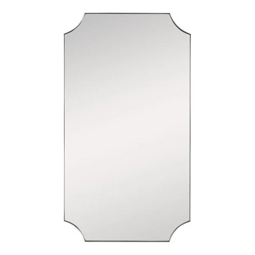 Uttermost Lennox Scalloped Corner Stainless Steel Mirror in Antique brass - Picture 1 of 5